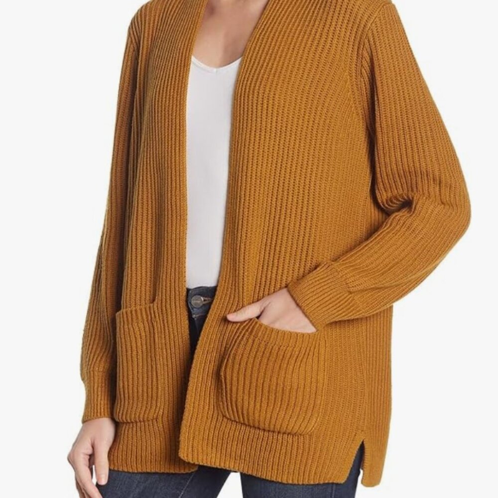 Madewell Nolan Ribbed Open Front Cardigan Small, EGYPTIAN GOLD